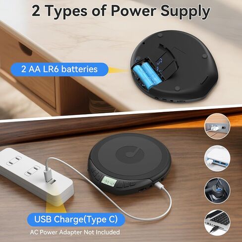 Gueray Portable CD Player مع سماعات الأذن ، Discman CD للسيارة Home مع حماية مضادة للانتعاش الصدمات ، مشغل موسيقى Discman الشخصي مع شاشة LCD دعم وظيفة بروغ وظيفة in Kuwait