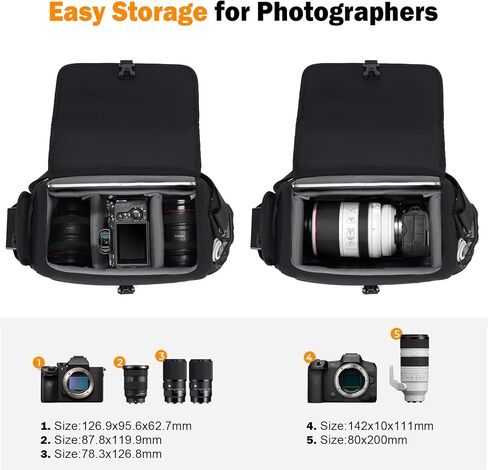 CADeN Camera Bag Case Shoulder Crossbody Bag Compatible for Nikon, Canon, Sony, DSLR SLR Mirrorless Cameras and Lenses (1.0 Black, Large) in Kuwait