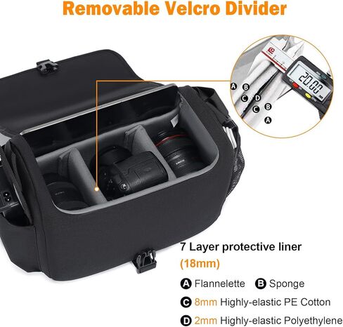 CADeN Camera Bag Case Shoulder Crossbody Bag Compatible for Nikon, Canon, Sony, DSLR SLR Mirrorless Cameras and Lenses (1.0 Black, Large) in Kuwait