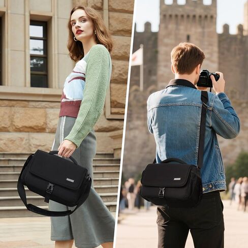 CADeN Camera Bag Case Shoulder Crossbody Bag Compatible for Nikon, Canon, Sony, DSLR SLR Mirrorless Cameras and Lenses (1.0 Black, Large) in Kuwait