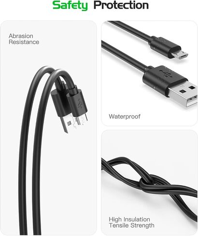 10 ft Micro USB Charger Cable for PS4 Controller Playstaion 4, DualShock 4, Xbox One X/S, for Roku Streaming Stick, Android Phone, Kindle Tablet, High Speed Data Sync Power Cord, Black in Saudi Arabia