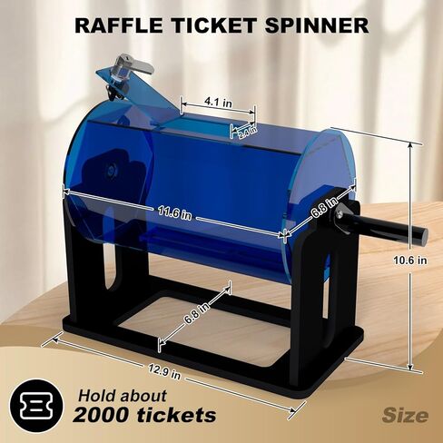 Acrylic Raffle Drum, Clear Raffle Ticket Drum Spinner Cage, Transparent Raffle Ticket Box for Lottery Games, Bingo, Raffle Balls in Kuwait