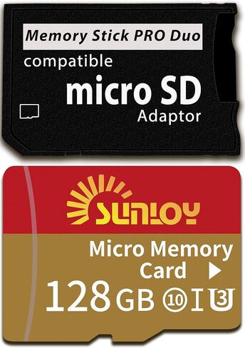 محول عصا الذاكرة PSP مع بطاقة SD Micro 128GB ، Micro SD/SDHC/SDXC إلى Memory Stick Pro Duo Magicgate Card متوافقة مع PlayStation المحمولة ، الكاميرا ، هانديكام ، الهاتف الذكي ، PSP 1000/2000/3000 in Kuwait