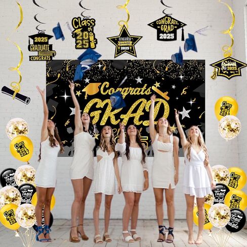 108PCS 2024 Graduation Party Decorations-Graduation Table Decorations Class of 2024 Set-Cupcake Toppers, Centerpiece, Tablecloth, Ballons, Party Favor Boxes, Candy Labels, Banners&Cupcake Stand 2024 in Kuwait