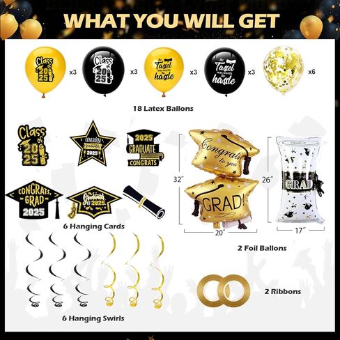 108PCS 2024 Graduation Party Decorations-Graduation Table Decorations Class of 2024 Set-Cupcake Toppers, Centerpiece, Tablecloth, Ballons, Party Favor Boxes, Candy Labels, Banners&Cupcake Stand 2024 in Kuwait