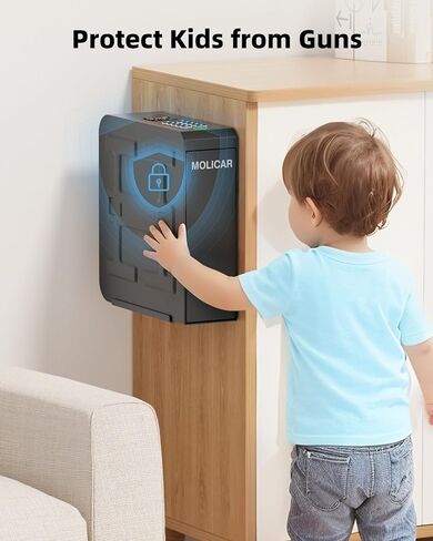 مسدس شريط التمرير الحيوي آمن مع شاشة LCD من بطارية الرطوبة المؤقتة ، مسدس سرير واحد مثبتة مع 3 طرق وصول مسدس للوصول السريع للضغط ، السرير ، المكتب ، الجدار ، خزانة الملابس in Saudi Arabia