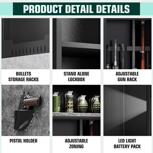 8 Gun Safe with 3 Pistol Pouches,No Assembly Required,Quick Access Biometric Large Gun Cabinet Lock,Tall Heavy-Duty Gun Safe for Home Rifle Pistols and Shotguns in Saudi Arabia