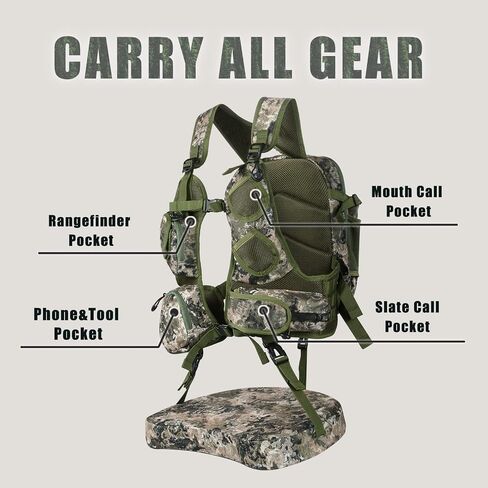 Turkey Vest,Turkey Hunting Vest with Seat: Lightweight Turkey Hunting Vest with Game Pouch, Adjustable Turkey Hunting Accessories in Saudi Arabia