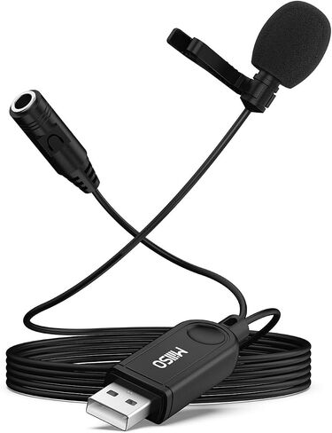 MillSO USB PC Microphone Plug & Play Mini USB Microphone Omnidirectional External USB Lavalier Microphone for Computer, Laptop, YouTube, Meeting, Recording, Podcasting, Gaming - 1.5m/4.9ft in Kuwait