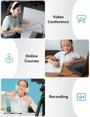 MillSO USB PC Microphone Plug & Play Mini USB Microphone Omnidirectional External USB Lavalier Microphone for Computer, Laptop, YouTube, Meeting, Recording, Podcasting, Gaming - 1.5m/4.9ft in Kuwait