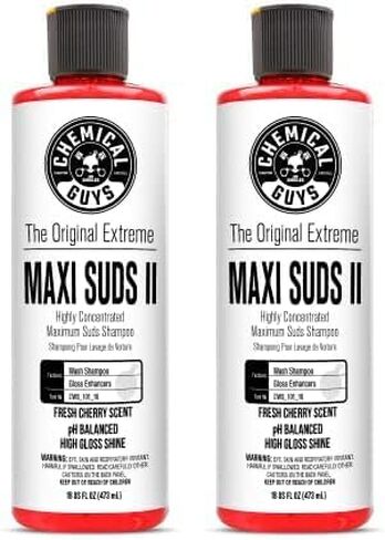 Chemical Guys CWS_101 Maxi-Suds II Foaming Car Wash Soap (Works with Foam Cannons/Guns or Bucket Washes) Safe for Cars, Trucks, Motorcycles, RVs & More, 128 fl oz (1 Gallon), Cherry Scent in Kuwait