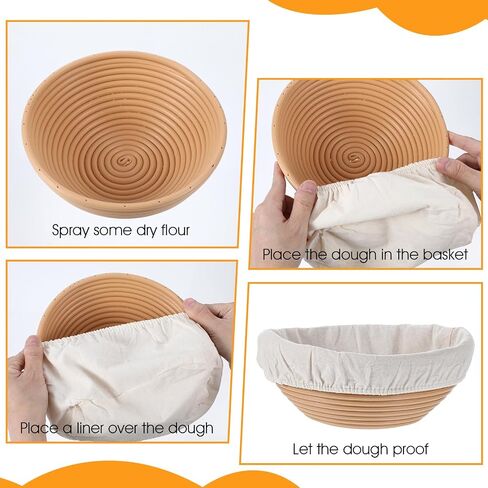 3 PCS SOURDOUGHOUGHOUGHOUGHOUGH COVER ، أغطية وعاء قماش قابل لإعادة الاستخدام لتراجع الخبز ، وغطاء النسيج المستدير بانيتون يناسب 8 "-11.5" قطره جرة خبز الفم اللوازم in Kuwait