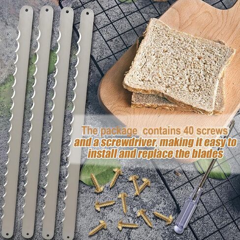 Upgraded Bow Blade Set - 10.6" Extra Thick Serrated Blades for Bread Slicer & Bowl Cutting | Stainless Steel Replacement System w/Safety Guard & Tools (4-Pack) in Saudi Arabia