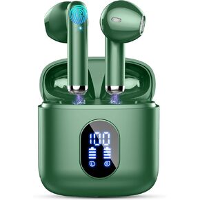 Wireless Earbuds, Bluetooth Headphones V5.4 Stereo Bass Ear Buds with ENC Noise Cancelling Mics,56H Bluetooth Earbuds with LED Display Charging Case, IP7 Waterproof Earphones for Android iOS,Black