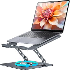 Laptop Stand, 360° Rotating Foldable Adjustable Computer Stand for 8 to 17.3 inches Laptop & Tablet, Carbon Steel, 45LB Capacity, Anti-Slip, Ergonomic Design (Starry Gray)