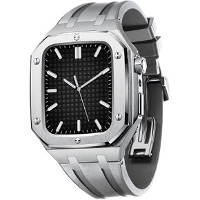 For Band Case 45mm 44mm Rugged Strap with Shockproof Bumper Case, Men Women Sports Military Band Protective case only for iWatch Series 7 SE 6 5 4