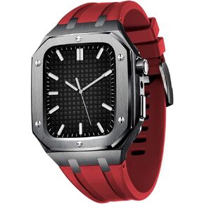 For Band Series 8 45mm 44mm Men Women Military Metal Case With Silicone Strap Shockproof Bumper For IWatch Series 7/SE/6/5/4 Beautiful Gift