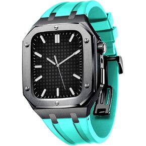 for Band Series 8 45mm 44mm Men Women Military Metal Case with Silicone Strap Shockproof Bumper for IWatch Series 7/SE/6/5/4 Beautiful Gift