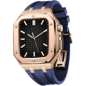 For Band Case 45mm 44mm Rugged Strap with Shockproof Bumper Case, Men Women Sports Military Band Protective case only for iWatch Series 7 SE 6 5 4