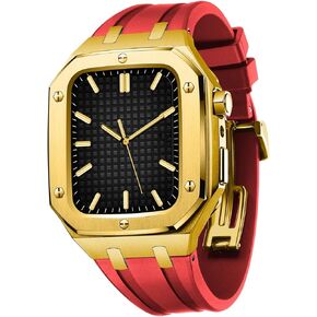 For Band Series 8 45mm 44mm Men Women Military Metal Case With Silicone Strap Shockproof Bumper For IWatch Series 7/SE/6/5/4 Beautiful Gift