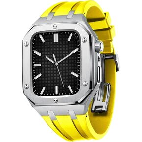 For Band Case 45mm 44mm Rugged Strap with Shockproof Bumper Case, Men Women Sports Military Band Protective case only for iWatch Series 7 SE 6 5 4