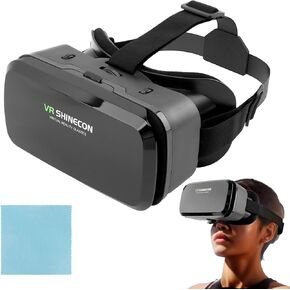 VR Shinecon VR Headset 3D VR Glasses ، Universal Virtual Reality Awoggles for Kids and Comple ، حماية قابلة للتعديل للعيون ، خوذة الواقع الافتراضي للأفلام والتلفزيون والفيديو.