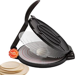 10 Inch Tortilla Press & Maker - Eco-Friendly Press for Perfect Tortillas, Tacos, Arepas & More - Includes Silicone Mat & Press Plate (Cast Iron, 10in)