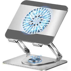 Laptop Cooling Pad 360° Rotating Laptop Stand with 5" Turbo Cooling Fan, 2 Adjustable Angle and 0-12 inches Tall Adjustable Cooling Pad Fits 10-17.3" laptops Pads