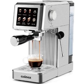 آلة قهوة Cusimax Espresso 20bar مضغوطة قهوة الإسبريسو مع خزان مياه 34 أوقية ، وصانع إسبرسو من الفولاذ المقاوم للصدأ لـ Latte & Cappuccino مع حليب البخار