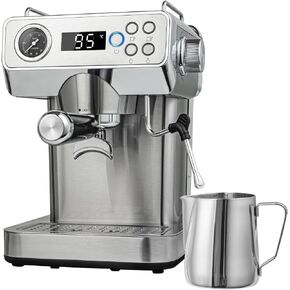 Espresso Machine, 20Bar Espresso Coffee Machine with Milk Frother & Temp Display, Stainless Steel Coffee Maker with 51oz Removable Water Tank for Latte, Cappuccino