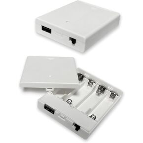 DIVATLA USB Battery Pack for Led Lights - 4 AA Battery Holder, 6V Battery Powered Neon Sign with On/Off Switch, AA Battery Case for Neon Sign, Battery Case Box, White Suit for Wedding Party Exhibition