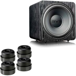 SVS SB-1000 Pro Sealed 12-Inch Subwoofer Bundle SoundPath Subwoofer Isolation System (4-Pack) - Black Ash