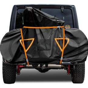 NEVERLANDB Bike Cover for Transport on Rack, Bicycle Cover Outdoor Storage Waterproof All Seasons, Upgraded 600D Oxford Materials, Travel Use for Car, Truck, RV, SUV-Light Night Reflectors for 2 Bikes