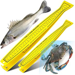 2 Pcs 6mm (1/4") Thick Fish Measuring Board for Fish and Crabs, 32" (81cm) Double-Sided Folding Fish Ruler for Kayak Anglers and Outdoor Fishing, Lightweight Bump Board Fishing Ruler for Fishing Gear