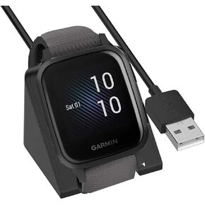 Garmin Venu Sq Charger - Replacement Charging Cradle Dock Compatible with Venu S/2/2S Plus/EPIX/Fenix 7 Series/Forerunner 255/955 (Black)