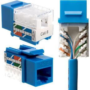 Cat5e Keystone Ethernet Wall Jack Bunk Down UTP 45 درجة (إنهاء أسهل من 90 درجة) ، RJ45 Slim Profile Speedination 45 ° الزاوية الأزرق (500 حزمة)