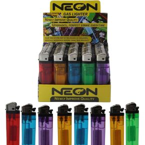 Lot Classic Disposable Lighter Soft Flame Kitchen Lighter - Newly Improve Quality Upgraded, Perfect Strike Every Time - Lighters in Assorted Colors, Pocket Style - Pack of 50