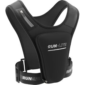 Running Vest with Phone Holder & Waterproof Pouch – Adjustable Belt Fits 28"–44" Chest – Reflective Gear with 2 Shoulder Pockets for Keys, Gels, Phones up to 6.8" (Unisex Adult)