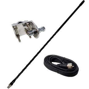 Shark Antennas TS821-2B Single CB Antenna Kit with 2ft Antenna, Aluminum Mirror Mount and 12ft Coax Cable with PL-259 Connectors