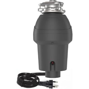 Garbage Disposal with Air Switch, 1/2 HP, 4-Stage Grinding, 3500 RPM, Quiet Kitchen Food Waste Disposer, ABS & Stainless Steel, Matte Black, Compact for Small Kitchen