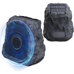 Outdoor Rock Speakers Wireless 80W Power Solar-Powered, 2 Drivers, Auto-Sync and Pair 100+ Speakers, IPX7 Waterproof, 24H Playtime Garden, Patio, Pool, Ideal for Music Entertainers - 2 Pack