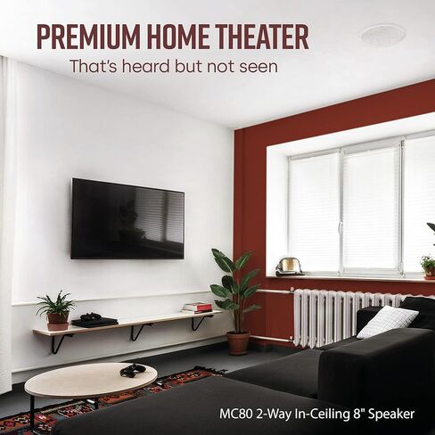 Polk Audio MC80 2-Way in-Ceiling 8" Speakers, 1 Pair (2 Speakers) | Perfect for Damp and Humid Indoor/Enclosed Areas | Bathrooms, Kitchens, Patios (White, Paintable-Grille) in Saudi Arabia