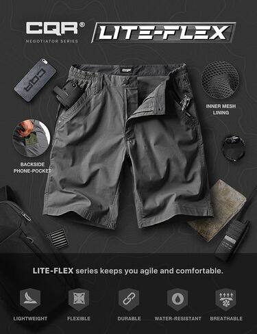 CQR Men's Flex Casual Cargo Shorts, Lightweight Water Resistant Golf Shorts, Stretch Tactical Work Shorts with Multi-Pocket, Negotiator Operator Navy, 36W/12L in Saudi Arabia