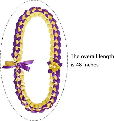 Graduation Lei 2024 in Blue and White Ribbon Leis for Graduation Braided Necklaces with 2024 Year Charm Class of 2024 Lei Accessories Graduation Gifts for Women and Men in Saudi Arabia