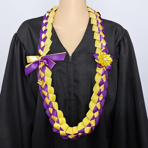 Graduation Lei 2024 in Blue and White Ribbon Leis for Graduation Braided Necklaces with 2024 Year Charm Class of 2024 Lei Accessories Graduation Gifts for Women and Men in Saudi Arabia