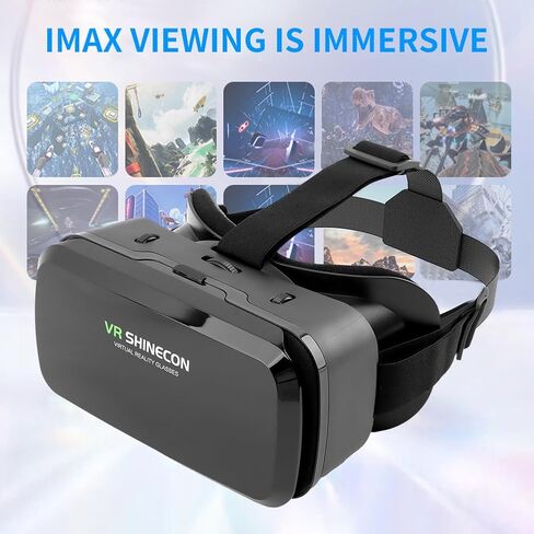 VR Shinecon VR Headset 3D VR Glasses ، Universal Virtual Reality Awoggles for Kids and Comple ، حماية قابلة للتعديل للعيون ، خوذة الواقع الافتراضي للأفلام والتلفزيون والفيديو. in Saudi Arabia
