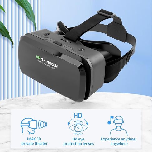 VR Shinecon VR Headset 3D VR Glasses ، Universal Virtual Reality Awoggles for Kids and Comple ، حماية قابلة للتعديل للعيون ، خوذة الواقع الافتراضي للأفلام والتلفزيون والفيديو. in Saudi Arabia