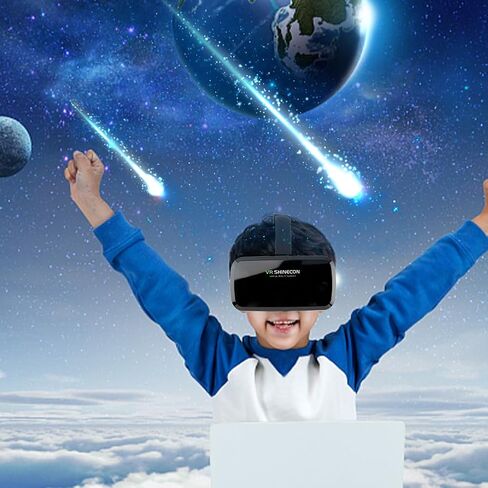 VR Shinecon VR Headset 3D VR Glasses ، Universal Virtual Reality Awoggles for Kids and Comple ، حماية قابلة للتعديل للعيون ، خوذة الواقع الافتراضي للأفلام والتلفزيون والفيديو. in Saudi Arabia