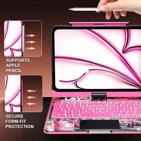 iPad Keyboard Case,for iPad Pro 11in(M4/M5) 2024/2025,Transparent Keyboard Case Featuring RGB Backlighting, 360° Rotating Trackpad, and Stylus Slot,White in Saudi Arabia