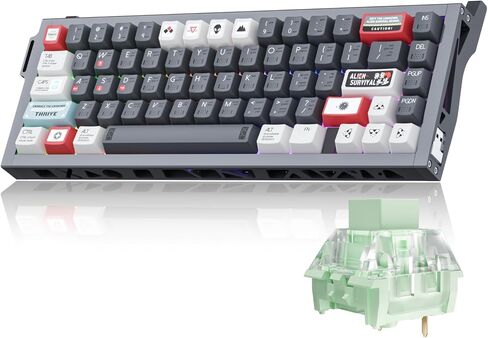 Kutethy KY67 Wireless Gaming Keyboard,Skeleton Aluminum Shell/Gasket Mount/65% Layout/2.4GHz/Type-C/BT5.0/Heat-Sublimation PBT Keycaps,Custom Game Mechanical Keyboard(Gateron Ghost Switch) in Saudi Arabia